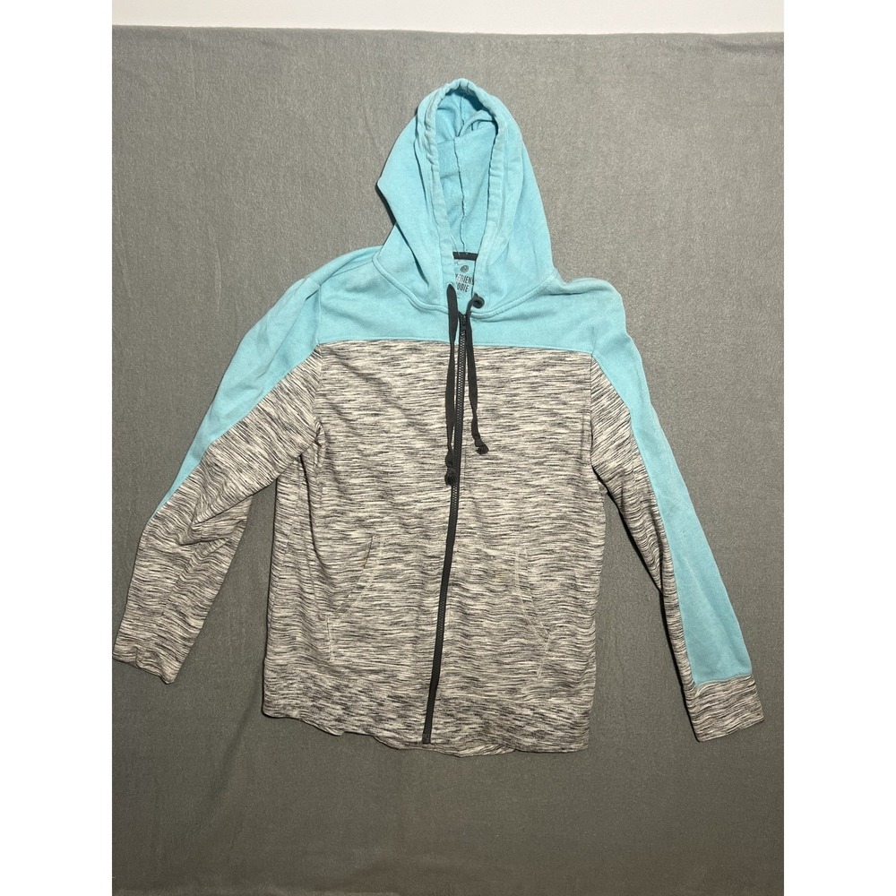 SO‎ Women's XL Boyfriend Hoodie Full Zip Blue Gray Marled Activewear Sweatshirt